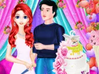 image bg Mermaid Girl Wedding Cooking Cake